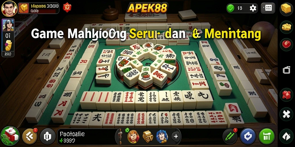 Tangkapan layar APEK88 menampilkan pengalaman bermain Mahjong yang asyik dan interaktif.