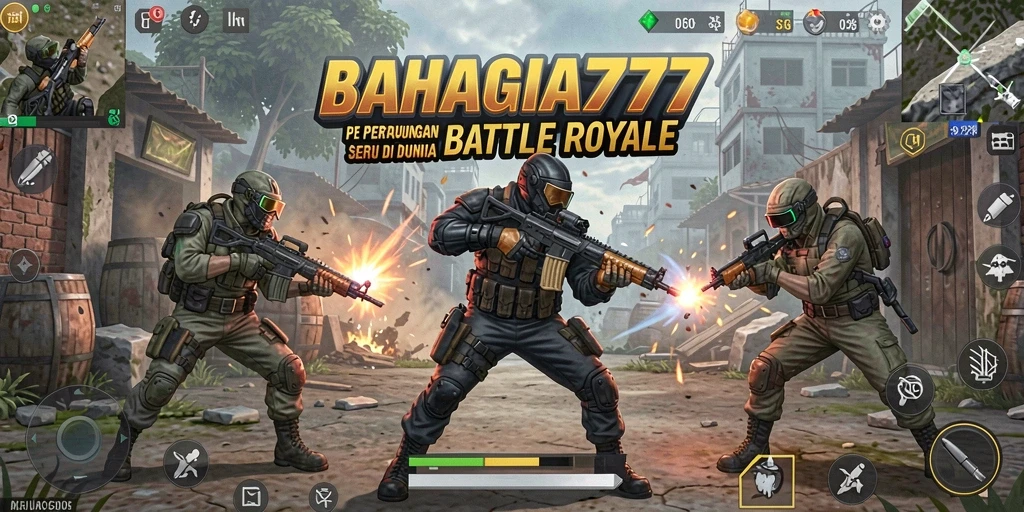 Tangkapan layar dari gameplay seru BAHAGIA777 dalam pertempuran Battle Royale.