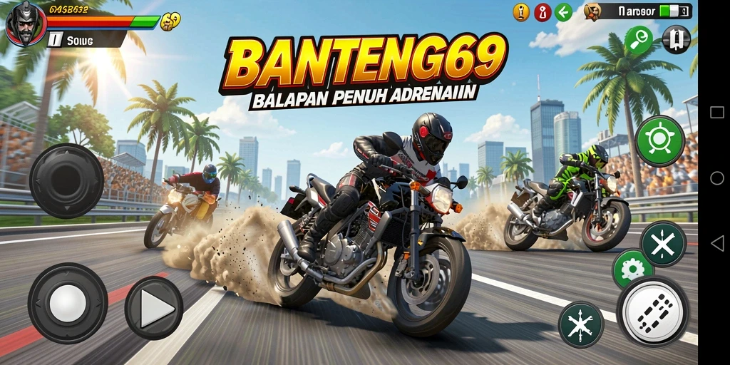 Gameplay seru dengan balapan motor yang mendebarkan.