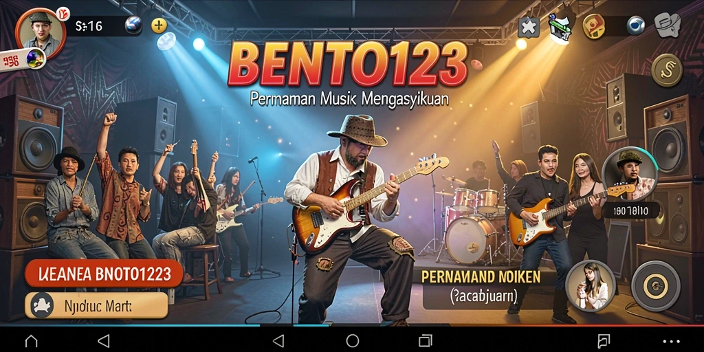 Screenshot utama BENTO123 menampilkan gameplay seru dengan musik interaktif.