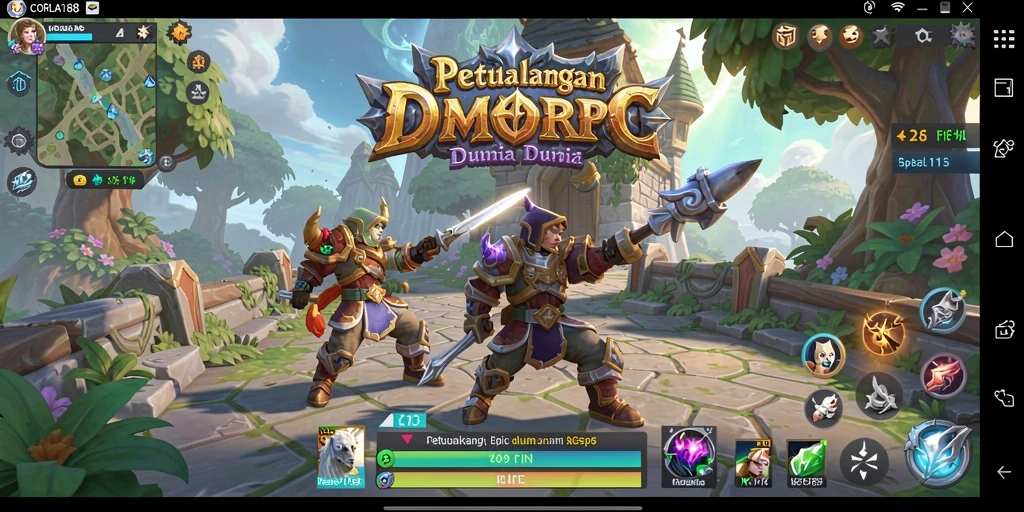 Tampilan gameplay CORLA188 menampilkan pertarungan seru dalam dunia MMORPG.