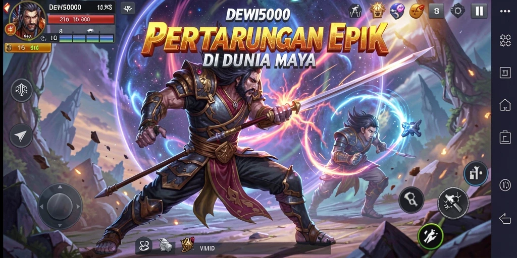Screenshot gameplay DEWI5000 memperlihatkan pertarungan yang intens dan seru.