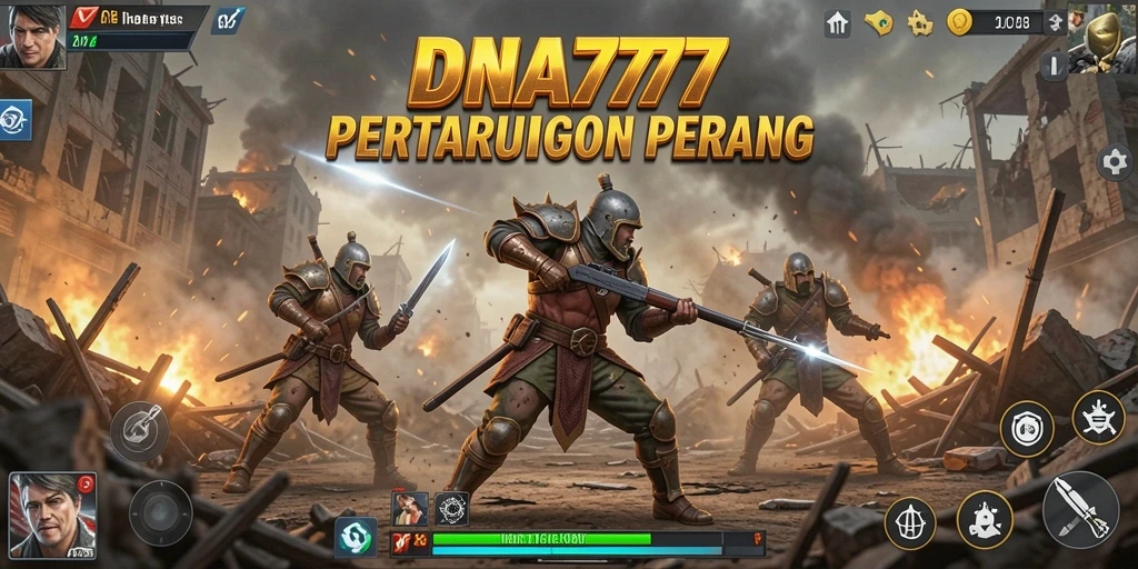 Screenshot gameplay DNA777 menampilkan aksi pertarungan Battle Royale yang intens.