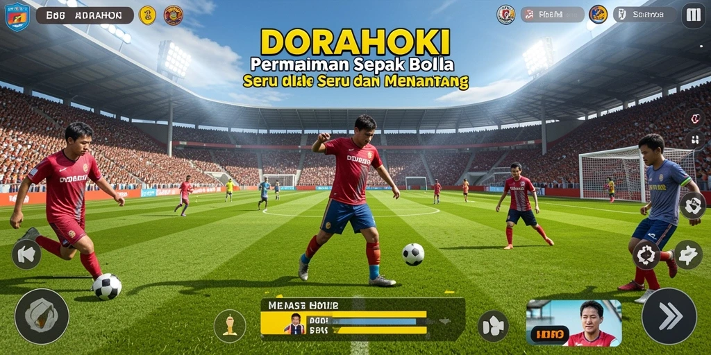 Screenshot gameplay DORAHOKI yang seru dan dinamis saat pertandingan berlangsung.