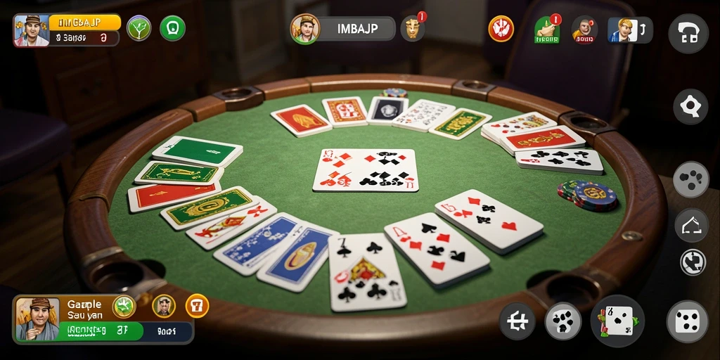 Screenshot gameplay IMBAJP menampilkan aksi seru permainan Gaple.