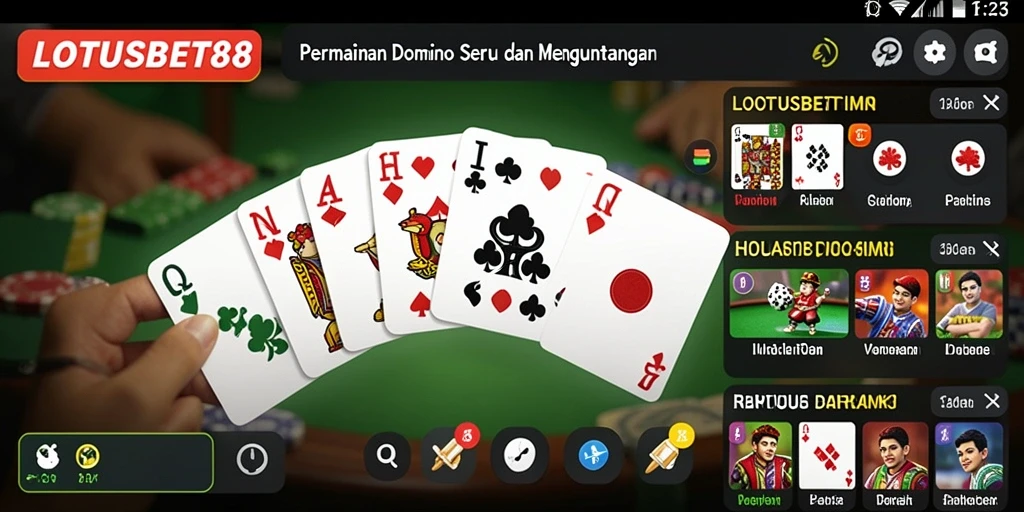 Screenshot dari gameplay LOTUSBET88 yang menggambarkan suasana permainan domino.