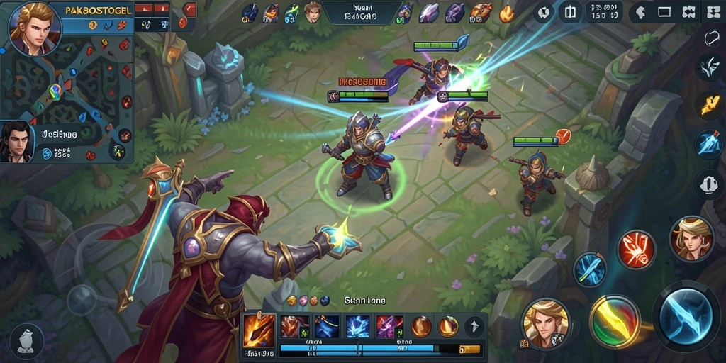Screenshot PAKBOSTOGEL menampilkan karakter bertarung dengan latar belakang arena yang epik.