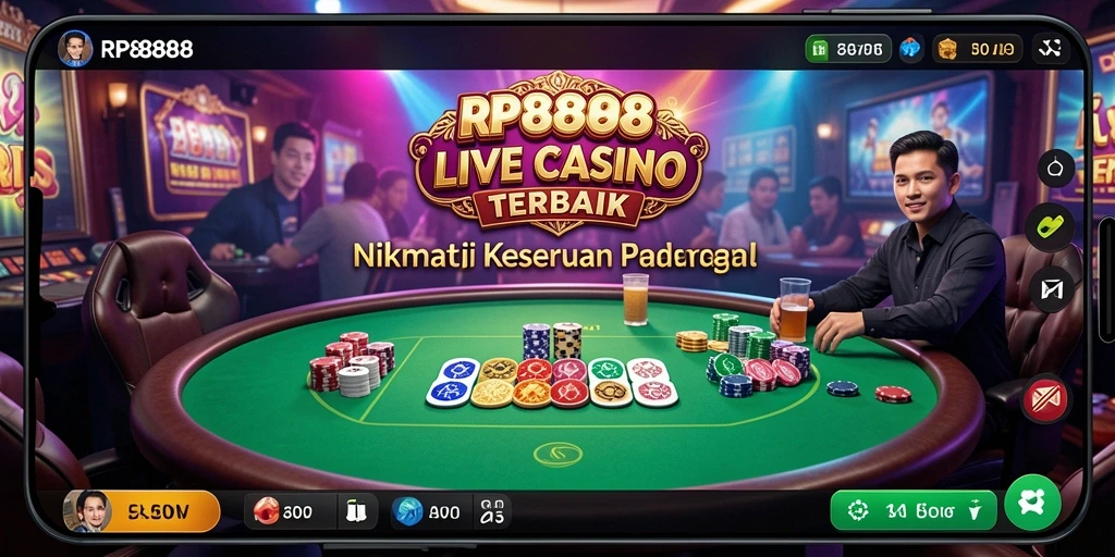 Tampilan utama gameplay Live Casino RP8888 yang mengesankan.