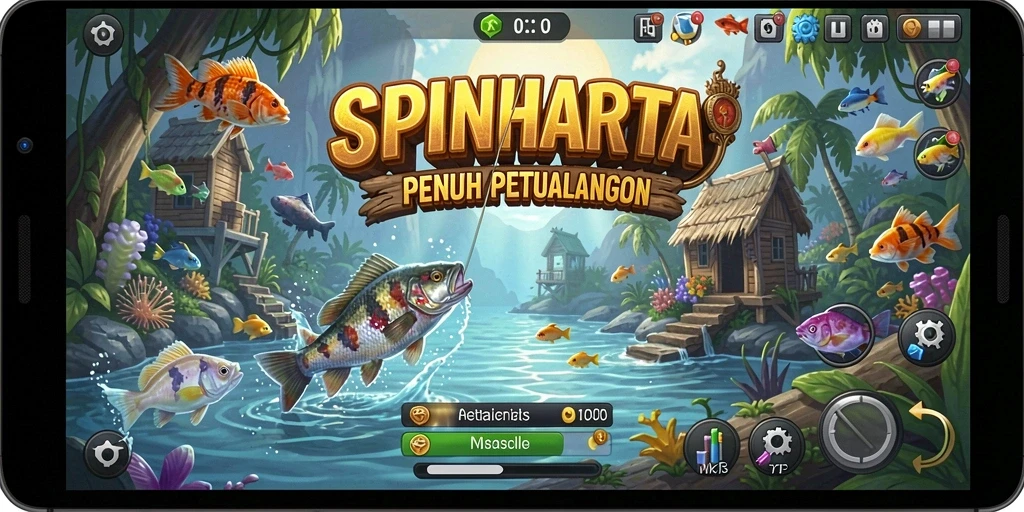 Screenshot SPINHARTA menampilkan aktivitas memancing yang seru dan menantang.