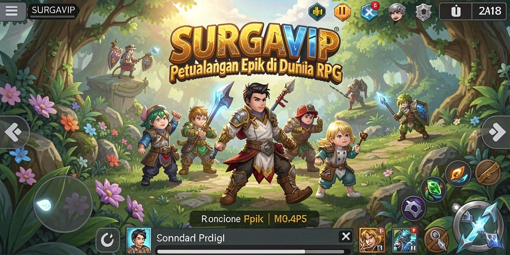 Screenshot gameplay SURGAVIP menampilkan aksi pertarungan seru di dunia RPG.